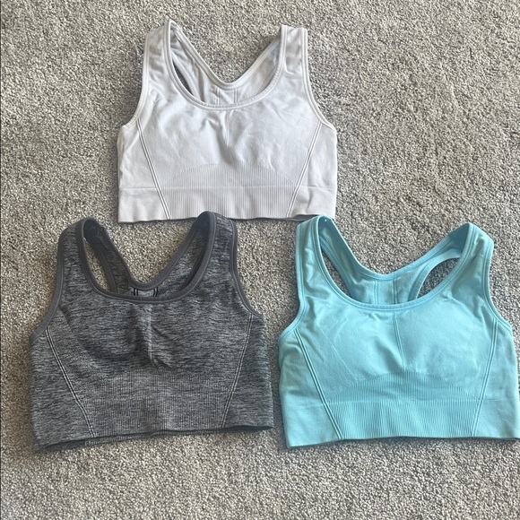 4 - All In Motion Women's Seamless Sports Bra Set - Black, White, Blue - Picture 4 of 6